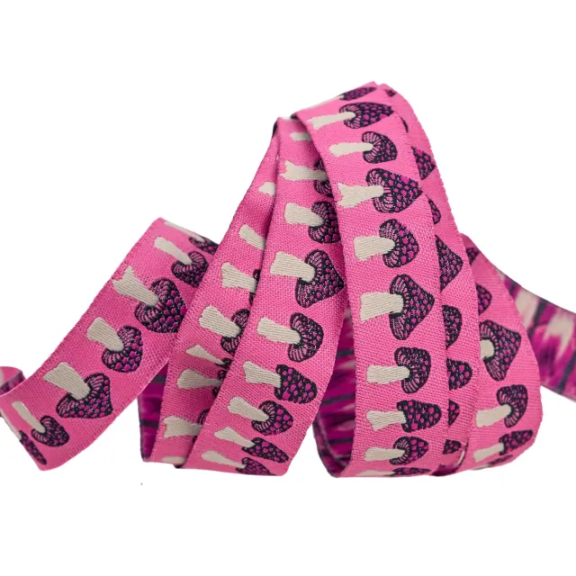 Best of Sarah Watts Mushrooms Webband 5/8 Zoll Rosa 1 Yard