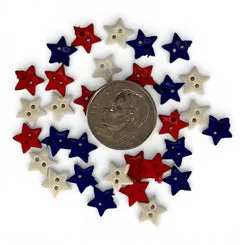 Buttons Galore America 250 Mini-Sternknöpfe 35 Stück Rot Weiß Blau