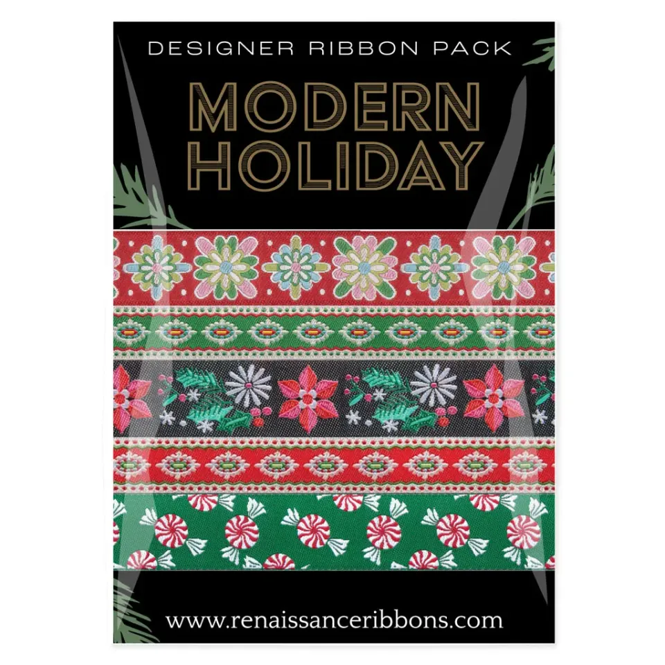 Renaissance Ribbon Modern Holiday Designer Pack Bänder-Set 5x2 Yards