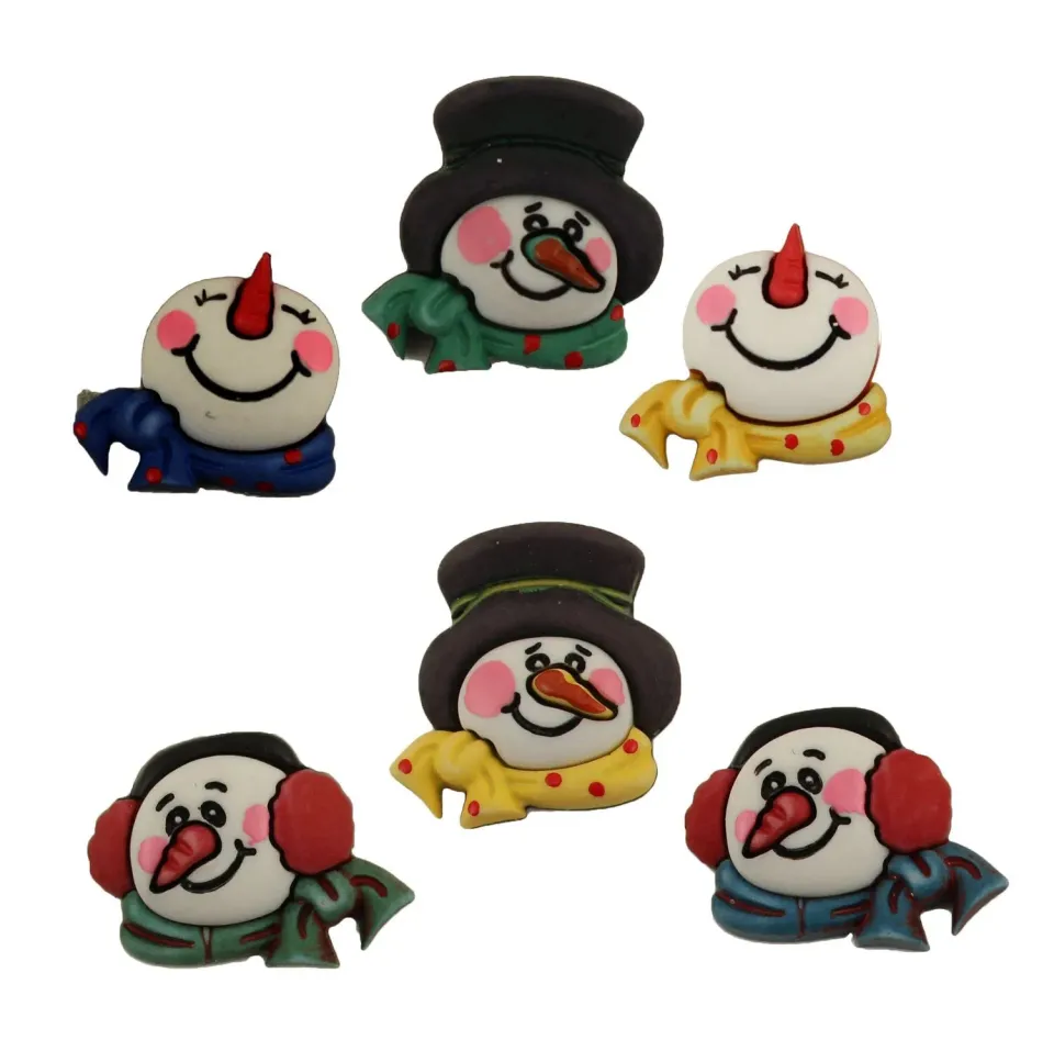Buttons Galore Holiday Fun Snowmen Nähknöpfe 6 Stück 3D
