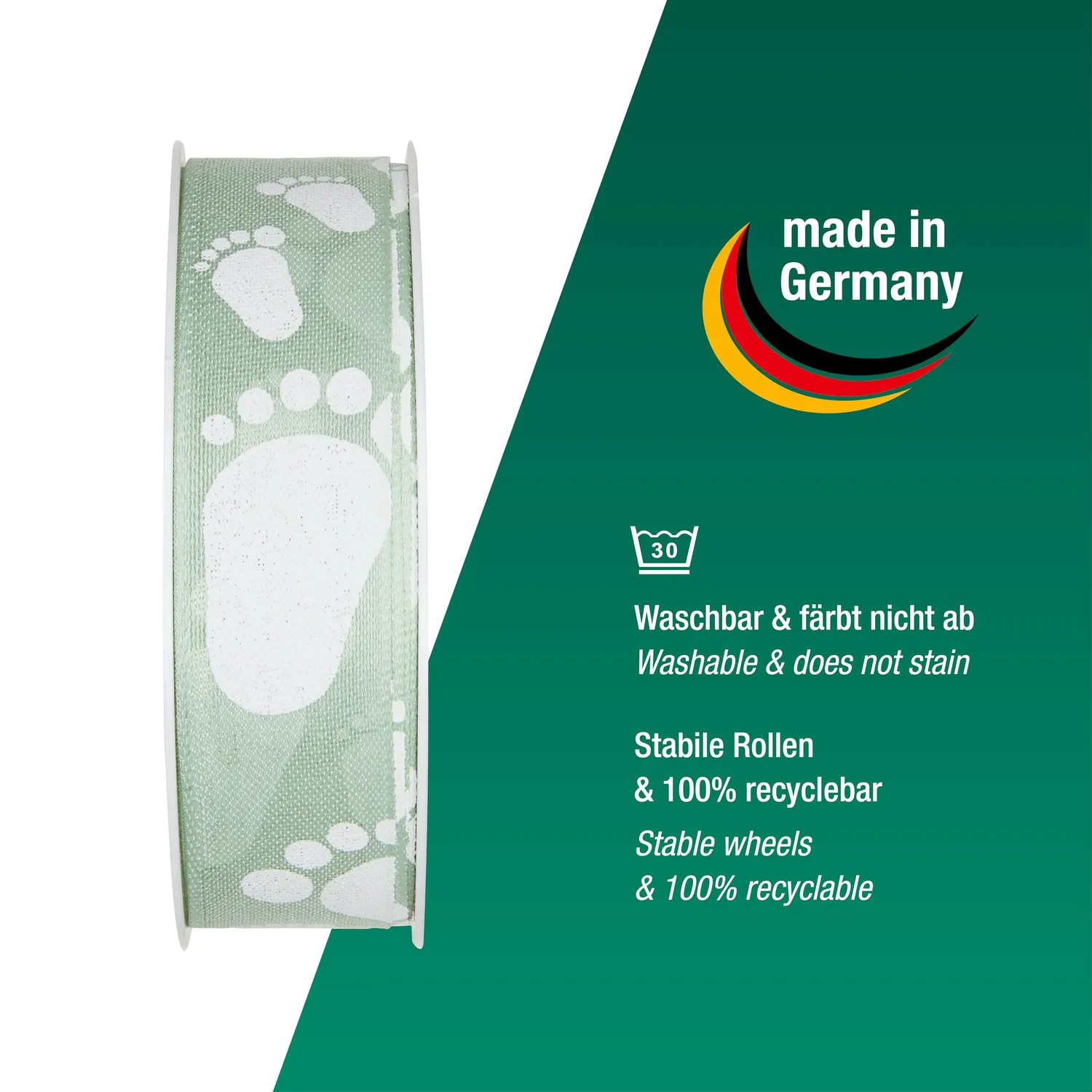 Halbach Geschenkband Baby Füße 25mm x 16m