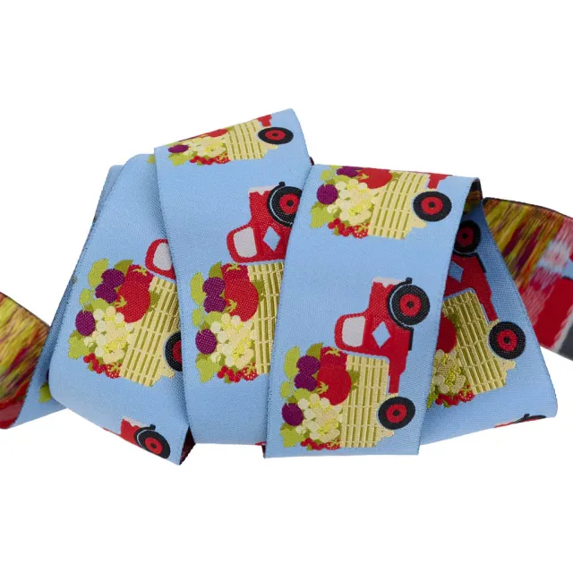 Renaissance Ribbon Market Truck Farm Garden Webband 1 Yard blau