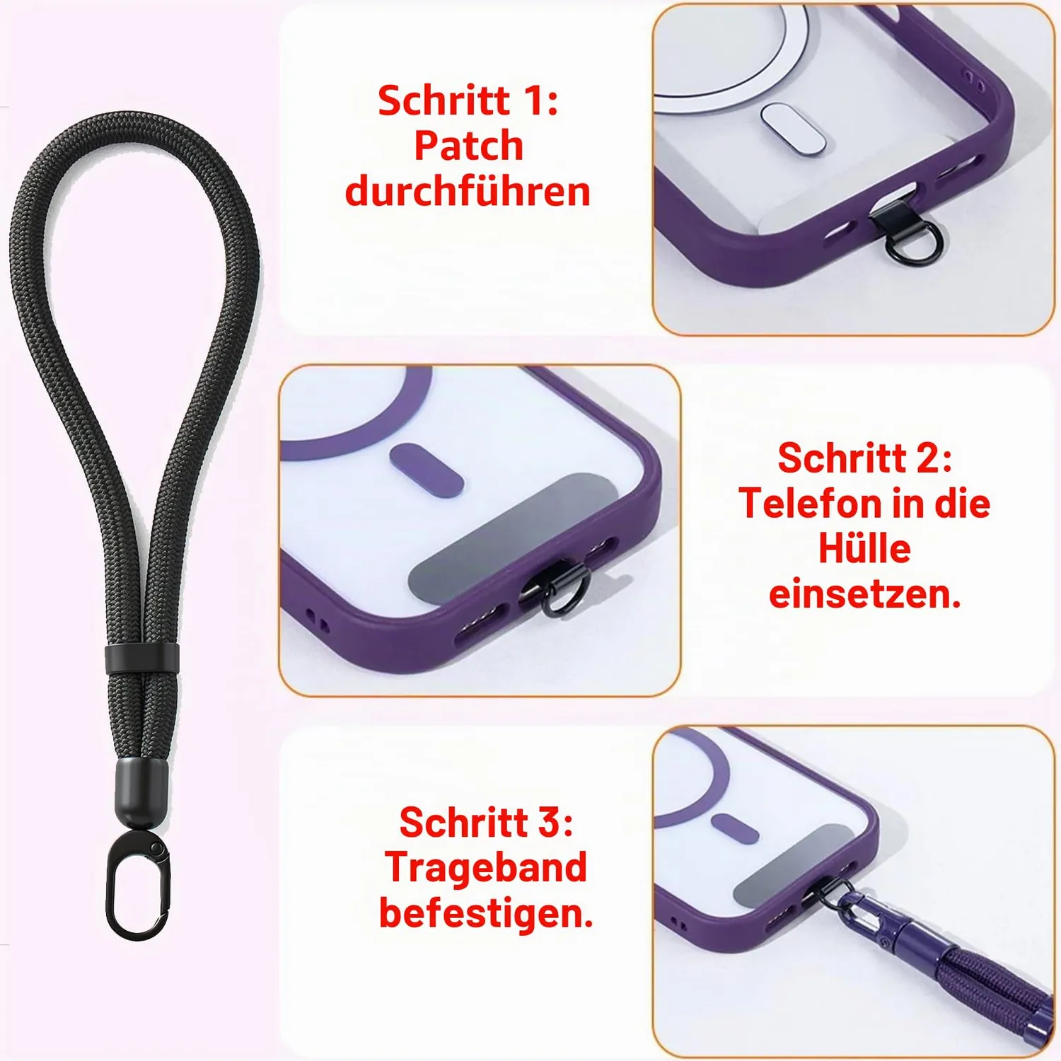 MORSUNBELA Handykette 20cm Handschlaufe verstellbar