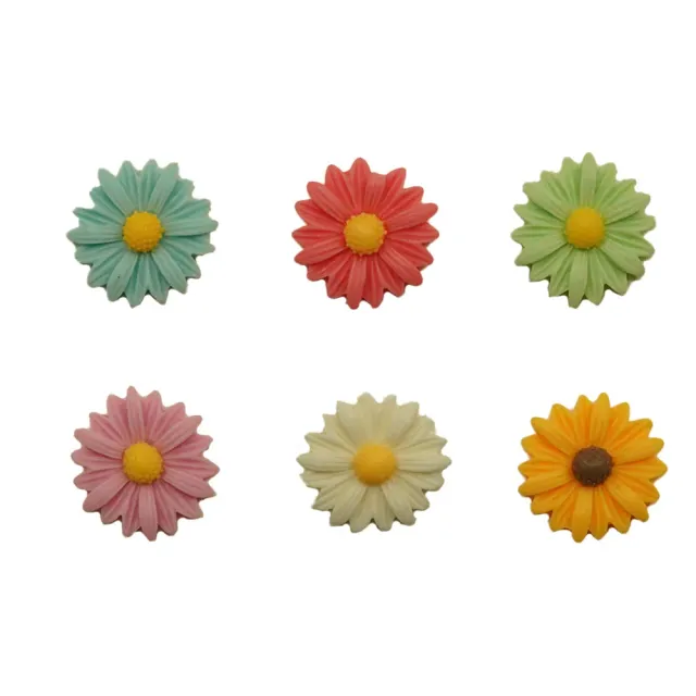 Buttons Galore Flatbackz Fun Flowers Blumen 6 Stück Bunt