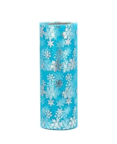 Creativery Tüllband Schneeflocken 15cm x 9m Türkis