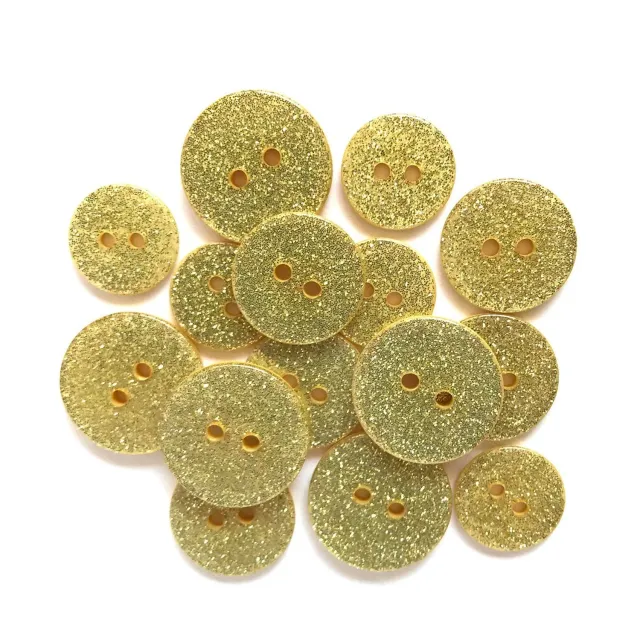 Buttons Galore Limoncello Knöpfe 15 Stück gelb Glitzer