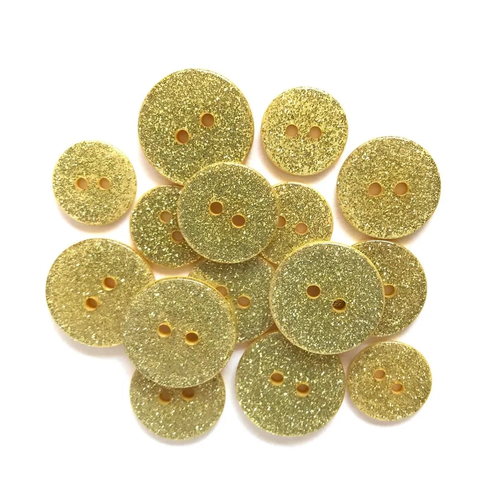 Buttons Galore Limoncello Knöpfe 15 Stück gelb Glitzer
