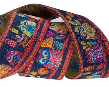 Renaissance Ribbon Forest Owls Webband 7/8 Zoll Midnight Blue 1 Yard