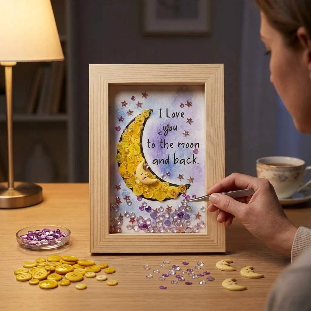 Buttons Galore Love You to the Moon Bastelset Rahmen 13x18 cm