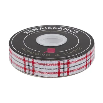 Renaissance Ribbon Gingerbread Christmas Plaid Webband 22mm 1 Yard karo