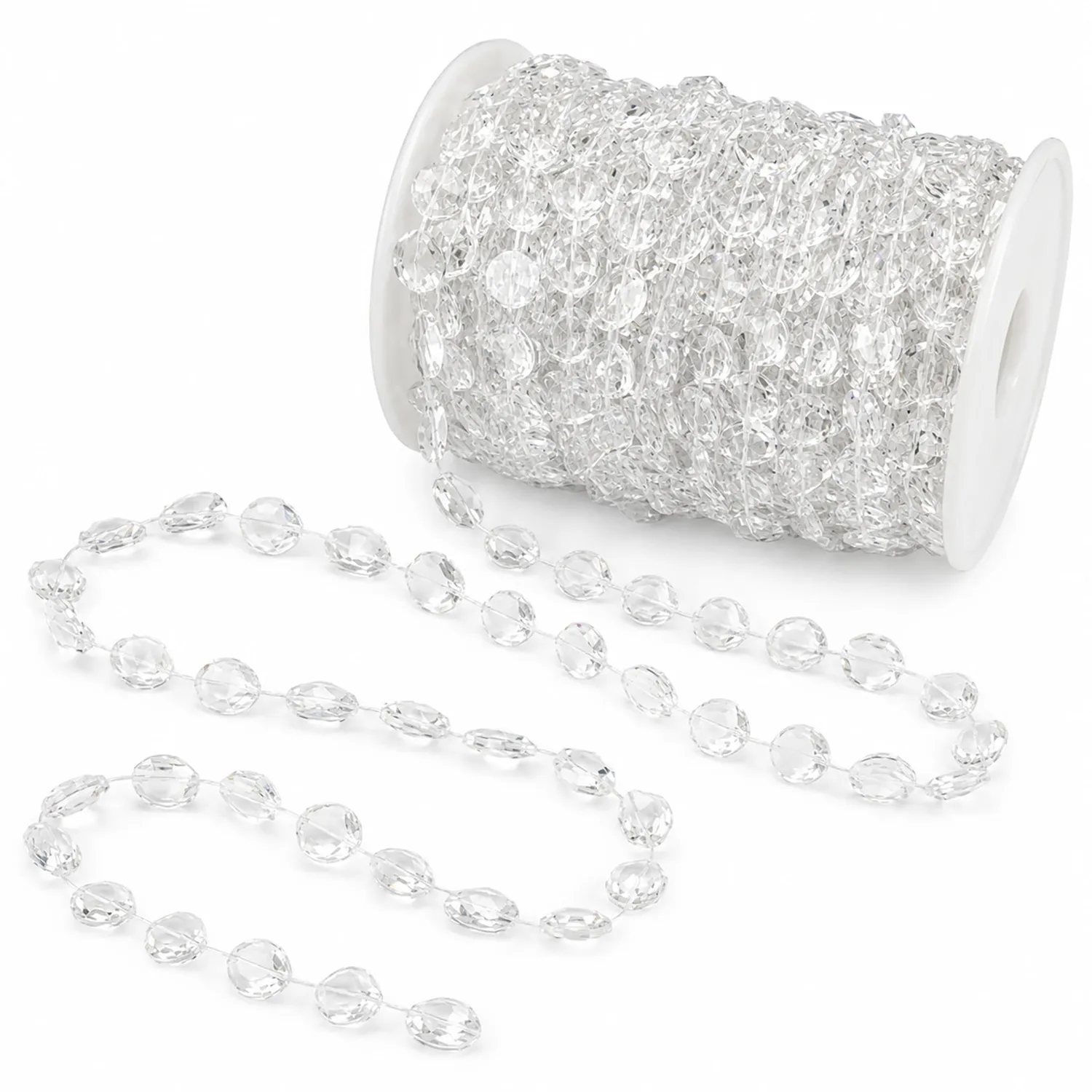 Creativery Kristallgirlande 10mm Acryl Girlande 30m Rolle