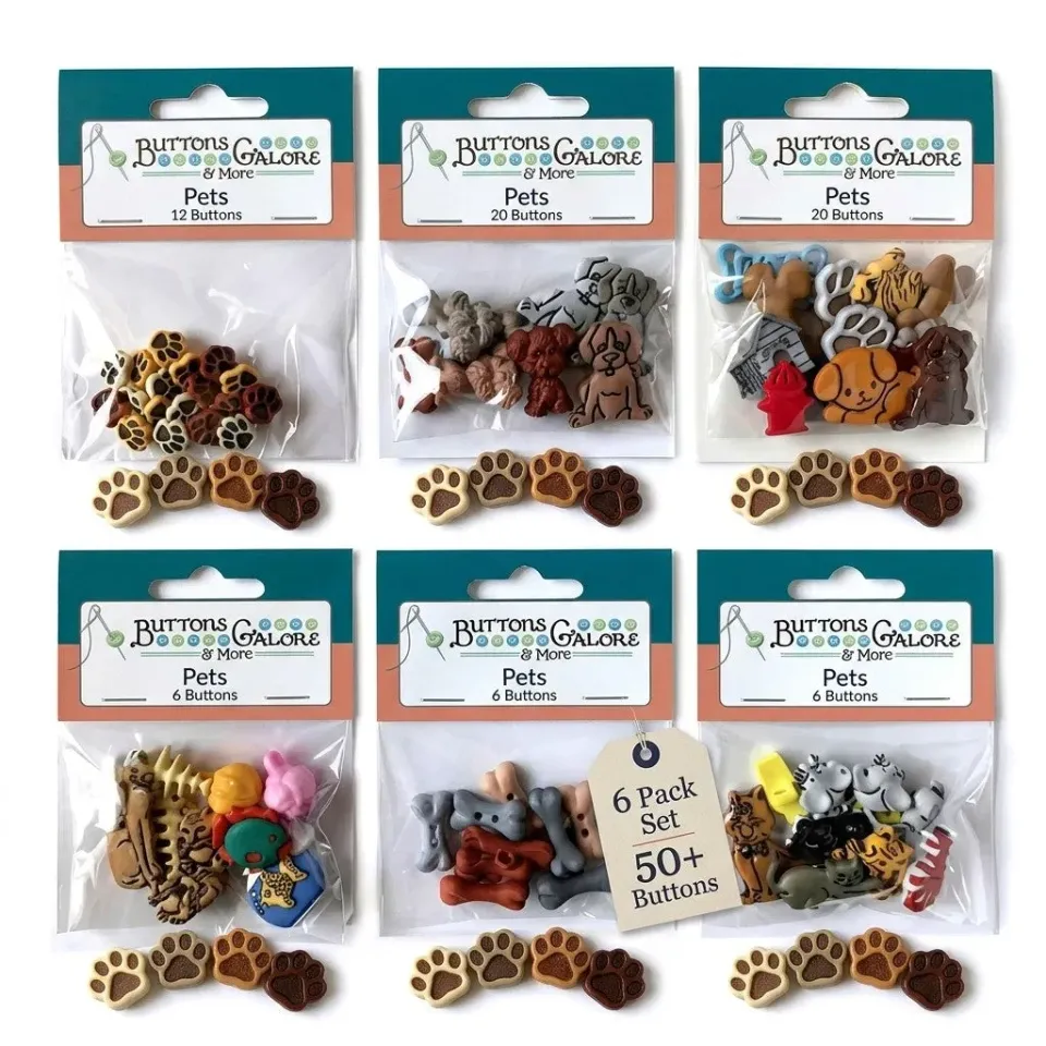 Buttons Galore Pets Group Nähknöpfe 50 Stück waschbar