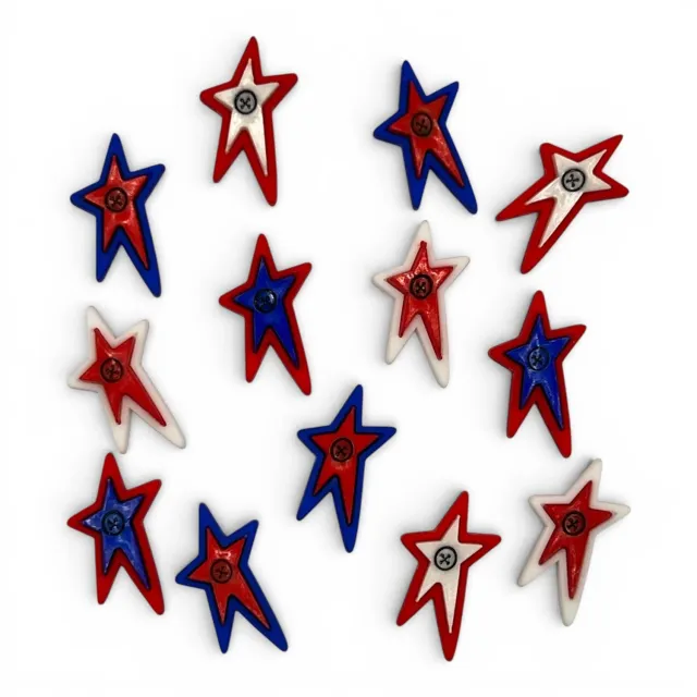 Buttons Galore America 250 Shooting Star Knöpfe rot weiß blau 13er-Pack