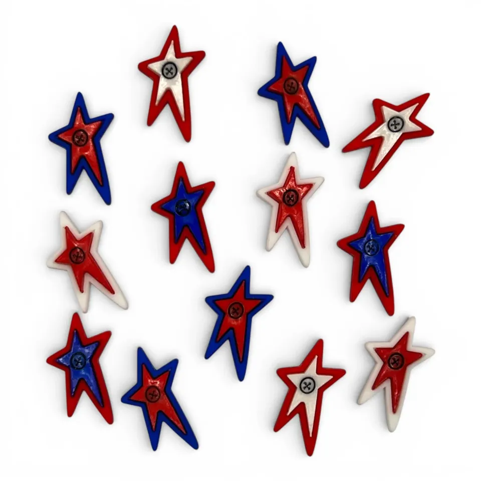 Buttons Galore America 250 Shooting Star Knöpfe rot weiß blau 13er-Pack