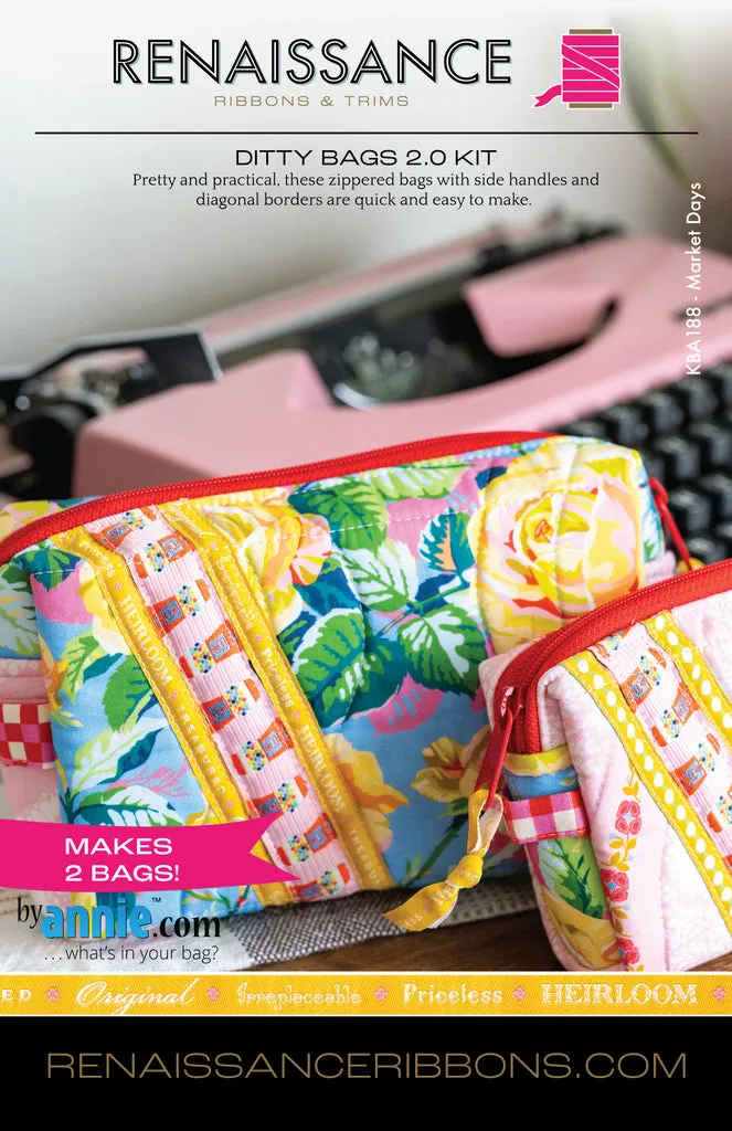 Renaissance Ribbon Ditty Bags 2.0 Nähset Baumwolle Reißverschluss
