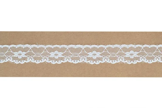 Creativery Spitzenband Blumen 25mm x 10m Weiß Stretch