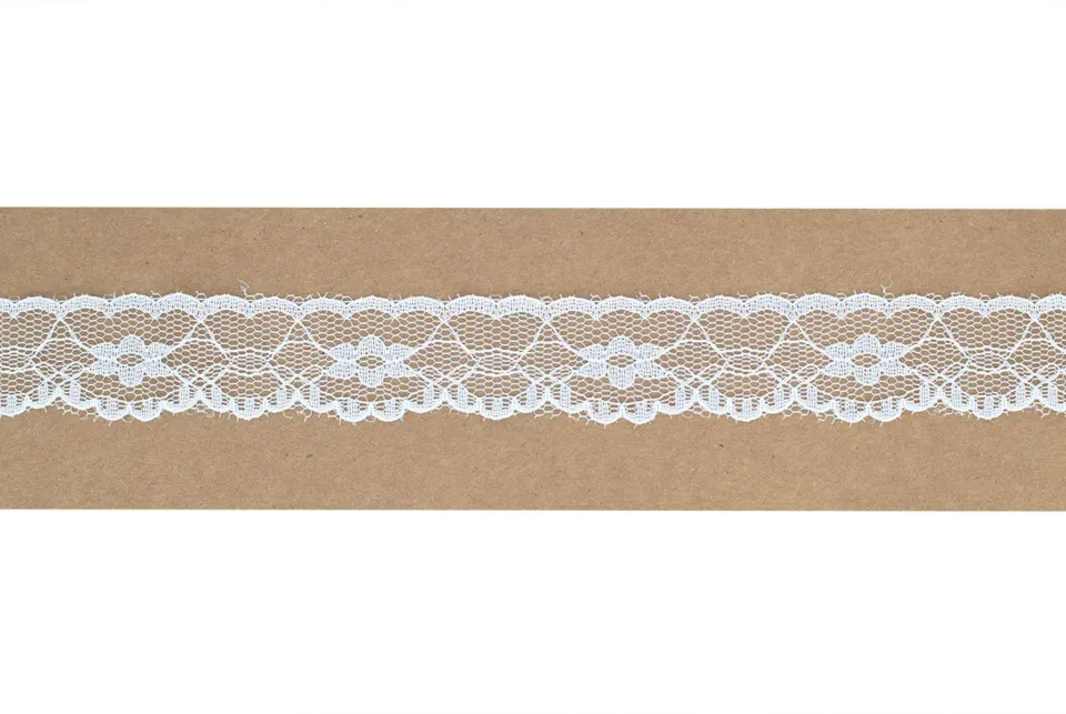 Creativery Spitzenband Blumen 25mm x 10m Weiß Stretch