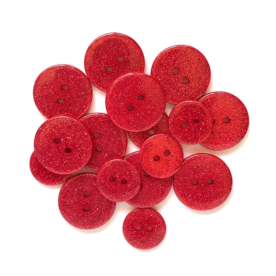 Buttons Galore Ruby Slippers Glitzerknöpfe 15 Stück rot