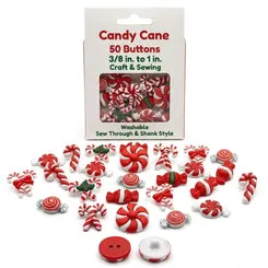 Buttons Galore Candy Cane Weihnachtsknöpfe 50 Stück zum Annähen