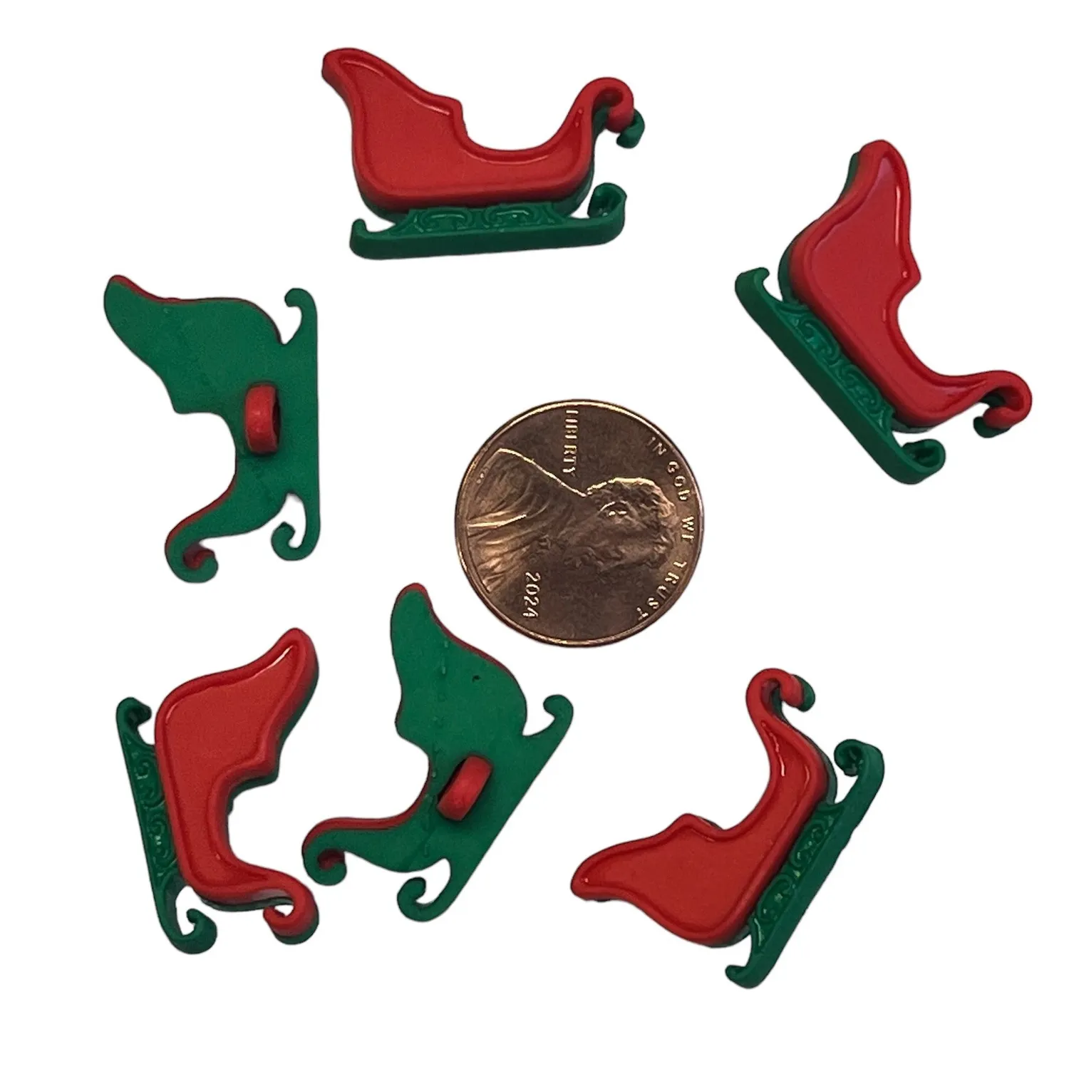 Buttons Galore Christmas Sleigh Knöpfe rot 2,2cm