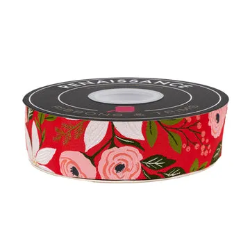 Renaissance Ribbon Berry and Pine Poinsettia Party Schmuckband 38mm 1 Yard