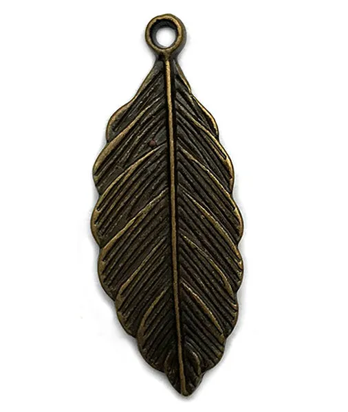 Buttons Galore Leaf Charm Blatt-Anhänger 10 Stück bronze