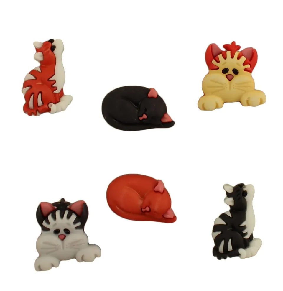 Buttons Galore Pets and Pals Cool Cats Knöpfe 6 Stück Katze