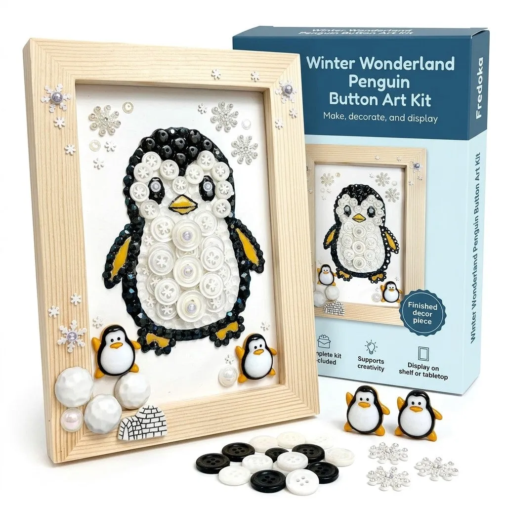 Buttons Galore Penguin Frame Bastelset 5x7 mit Holzrahmen
