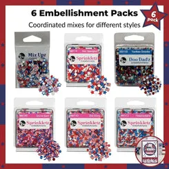 Buttons Galore Patriotic Bastelmix 6er Set rot-weiß-blau