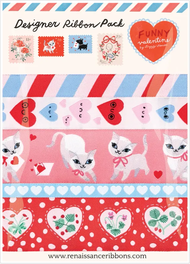 Renaissance Ribbon Funny Valentine Designer Pack 5 Bänder Polyester