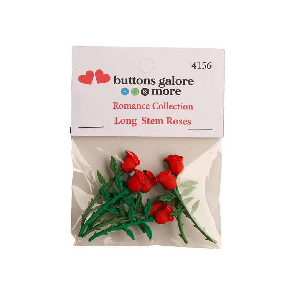 Buttons Galore Red Rose Knöpfe 8 Stück rot waschbar