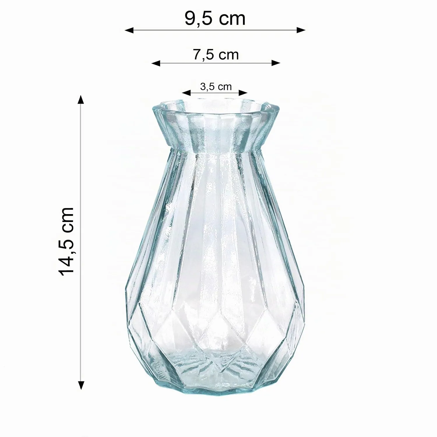 Creativery Vase Glas Diamant Muster 330 ml 14,5 cm