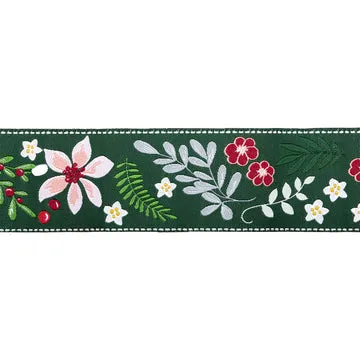 Renaissance Ribbon Mistletoe and Holly Floral Mistletoe Webband 38mm 1 Yard