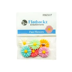 Buttons Galore Flatbackz Fun Flowers Blumen 6 Stück Bunt