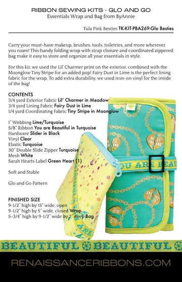 Renaissance Ribbon Sewing Kit Glo and Go Tula Pink Besties Nähset