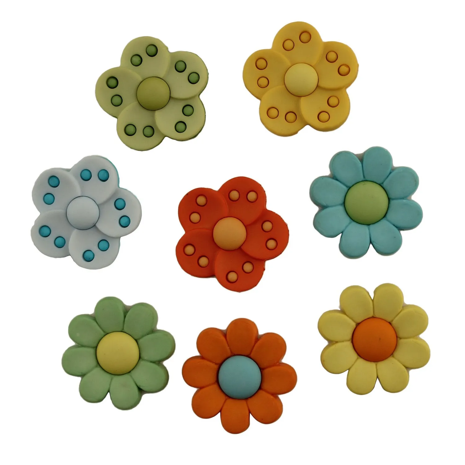 Buttons Galore Flower Power Psychedelic Flowers Knöpfe 8 Stück waschbar
