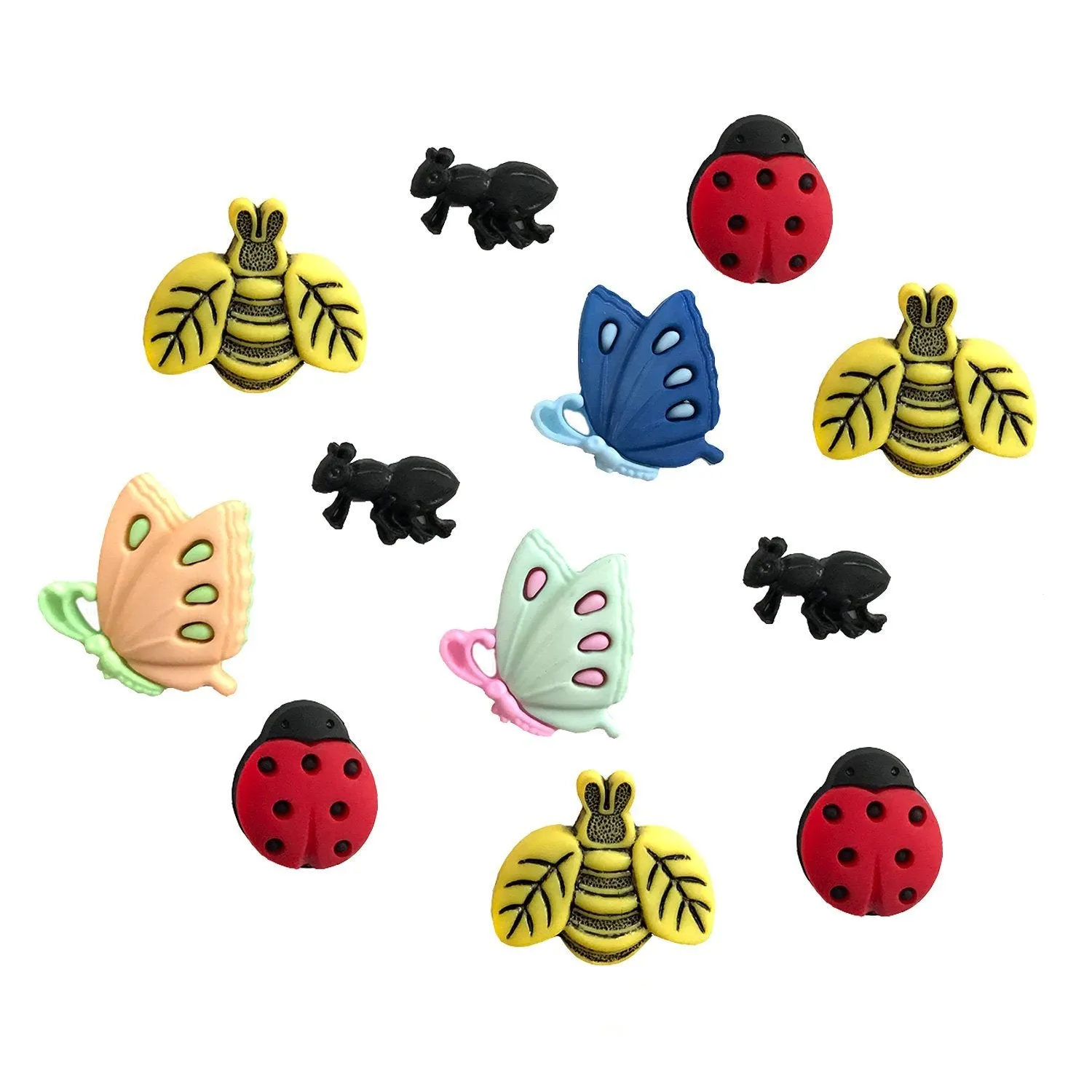 Buttons Galore Garden Bugs Knöpfe 12 Stück Insekten