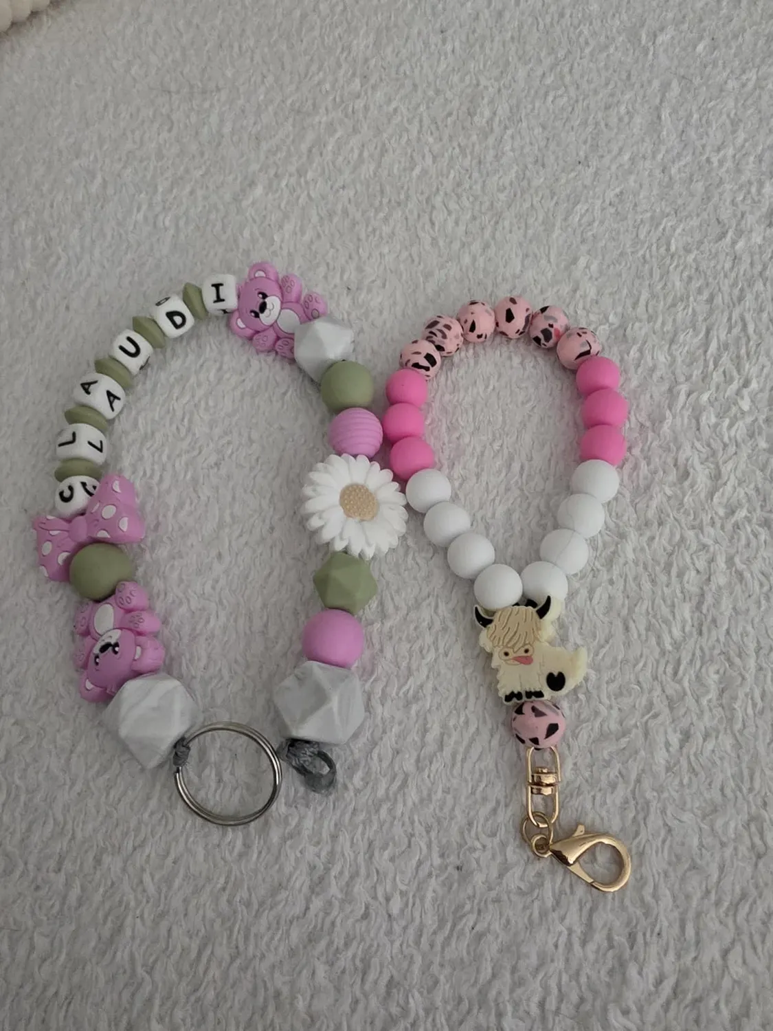 MORSUNBELA Handykette Perlen Handgelenk Silikon 16cm