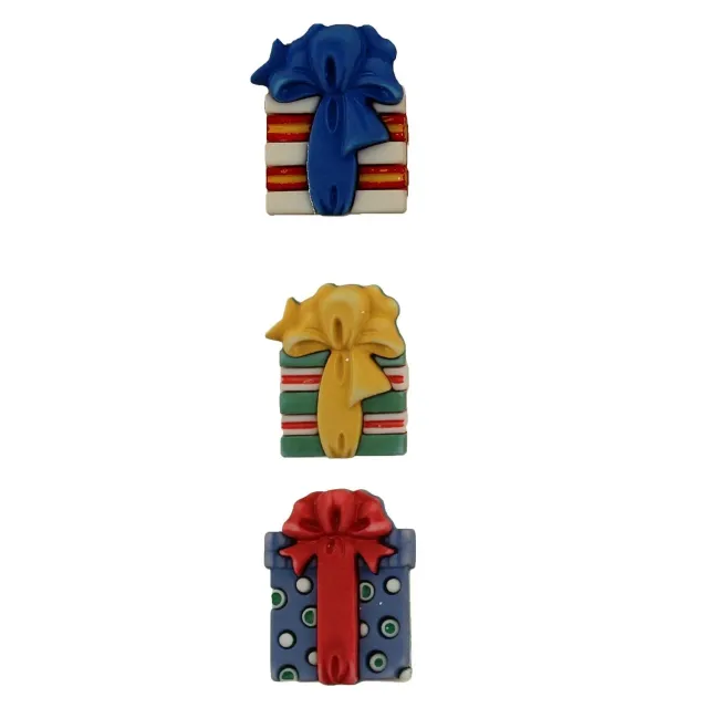 Buttons Galore Holiday Fun Gift Wrapped Knöpfe 3 Stück