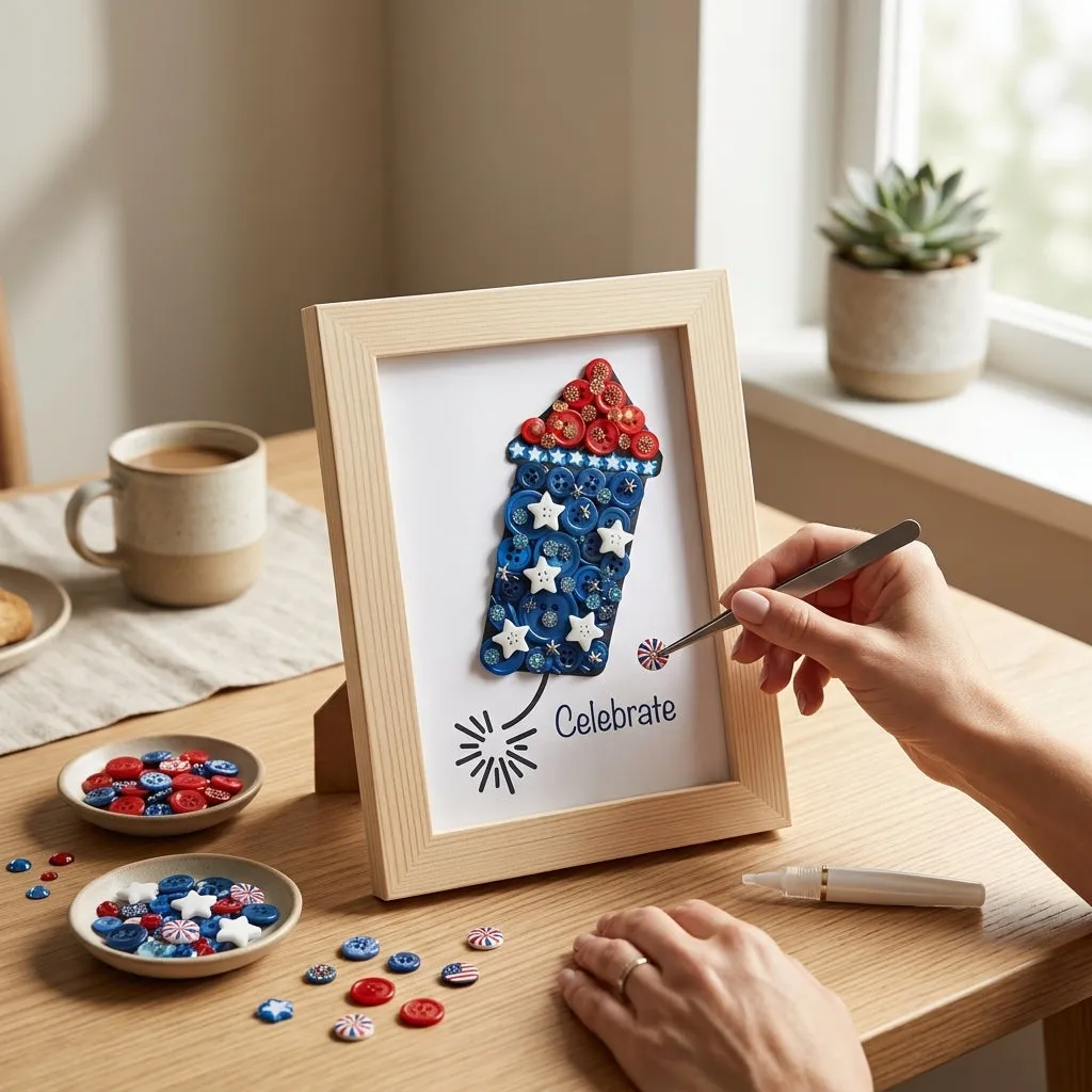 Buttons Galore Firecracker Frame Bastelset rot weiß blau