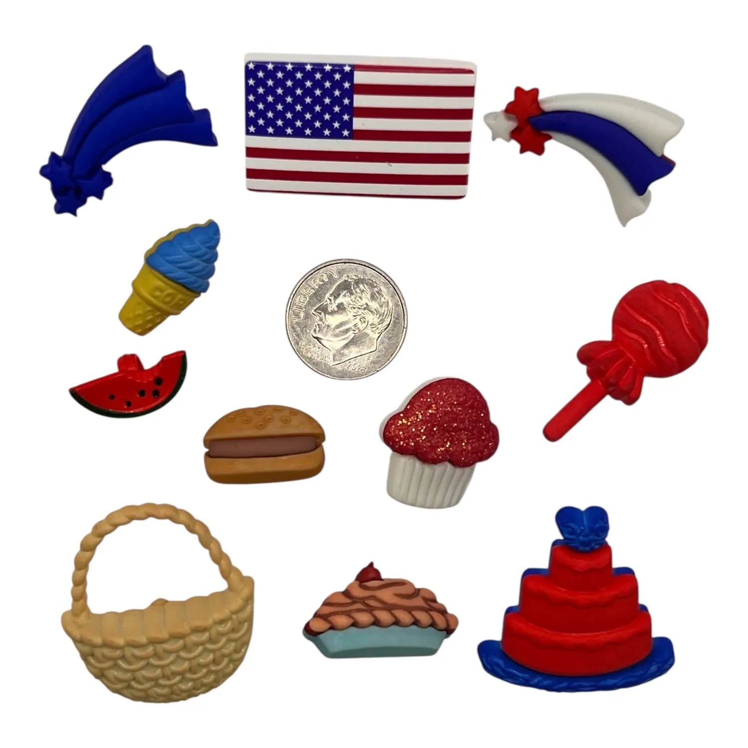 Buttons Galore America 250 Picnic Knöpfe rot-weiß-blau