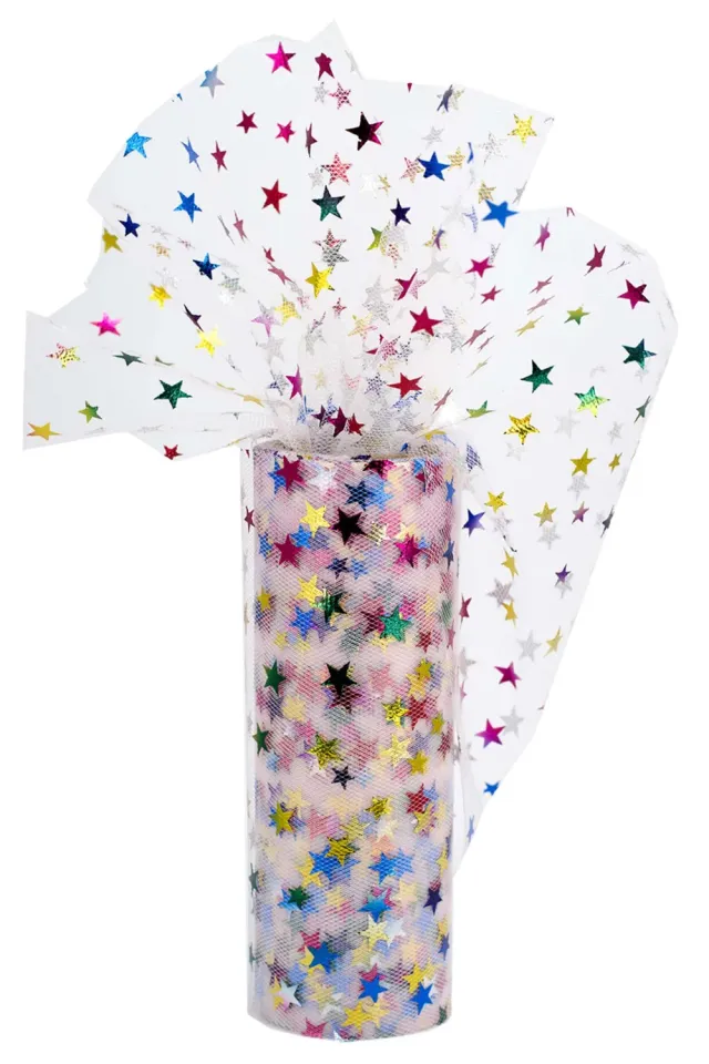 Creativery Tüllrolle Sterne 15 cm x 9 m