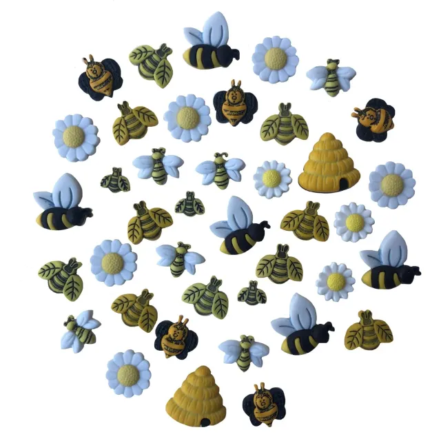 Buttons Galore Bees Nähknöpfe 50 Stück Bienen-Mix