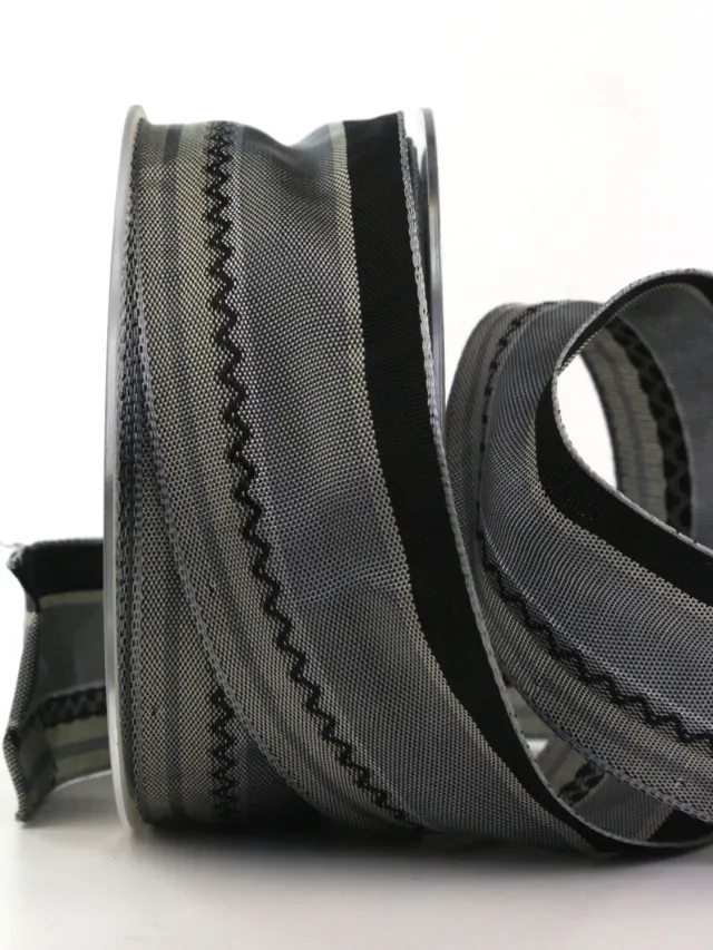 ALJO DESIGN Trauerband Grau 40 mm 20 m mit Drahtkante