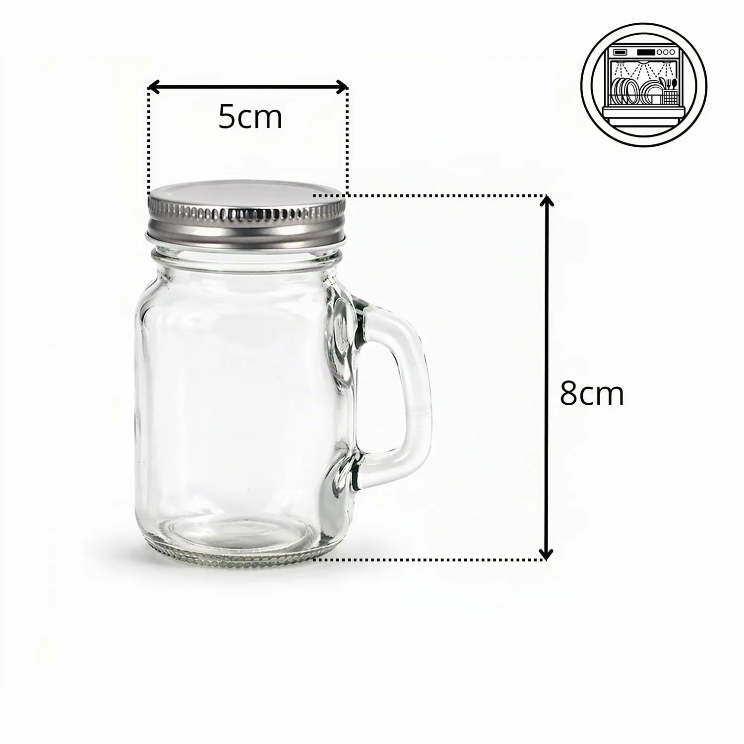 Creativery Glastassen mit Henkel klar 120 ml 2 Stück mit Deckel