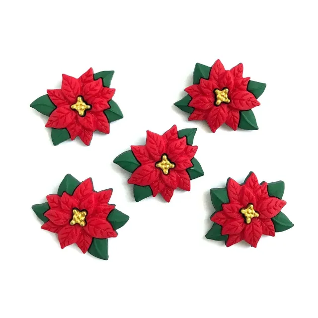 Buttons Galore Poinsettia Weihnachts Nähknöpfe 6 Stück Blüte