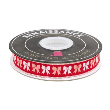Renaissance Ribbon Mistletoe and Holly Tied Bows Webband 7/8" 1 Yard