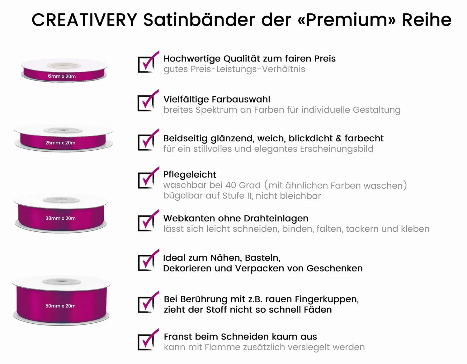 Creativery Doppelsatinband Satinband