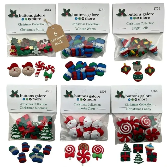 Buttons Galore Christmas Collection Bastelknöpfe 6 Sets 50+ Stück