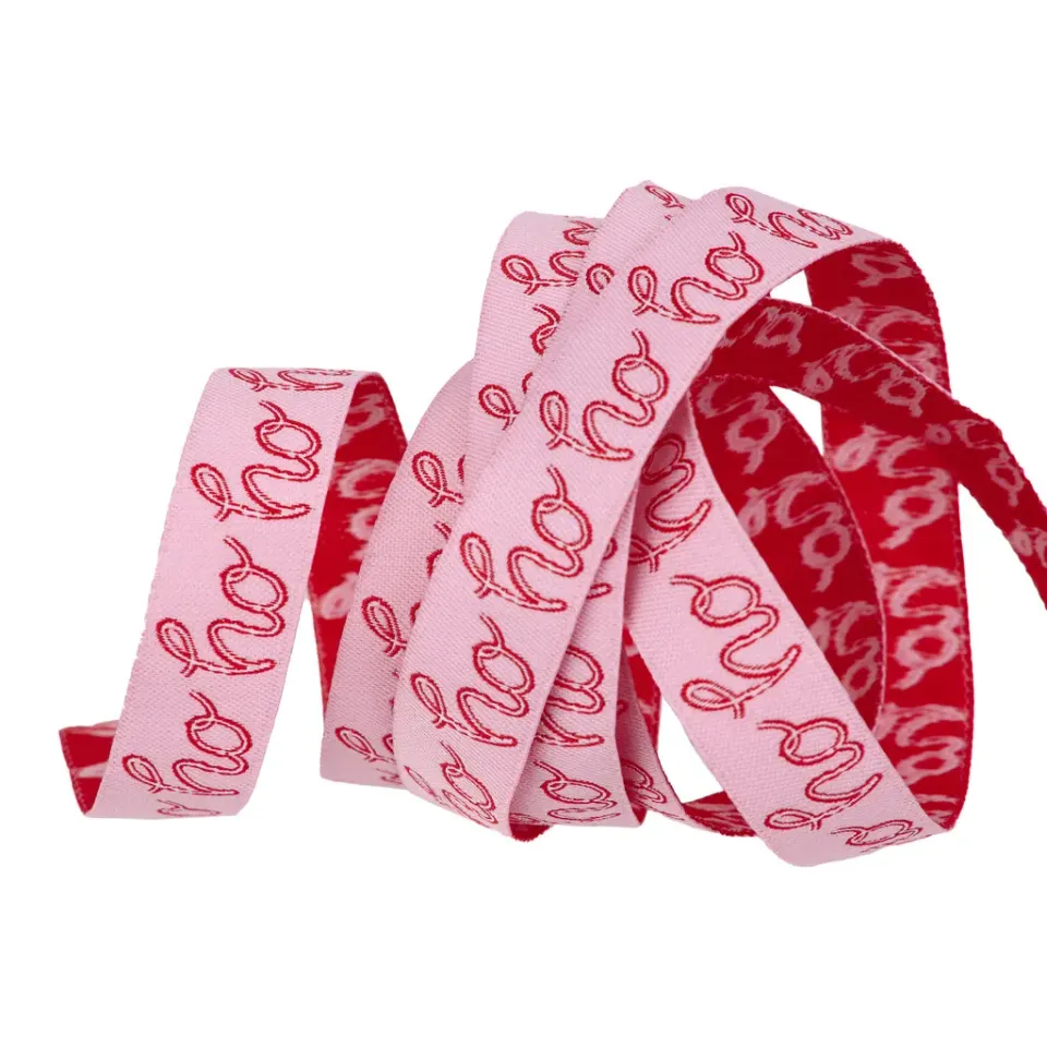 Renaissance Ribbon Gingerbread Christmas Ho Ho Ho Schleifenband 16 mm 1 Yard rosa